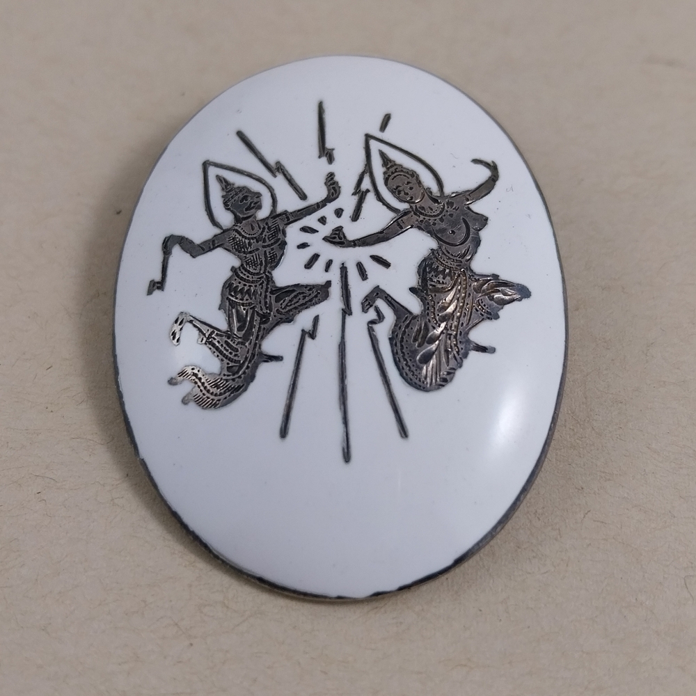 White and Sterling Silver Brooch